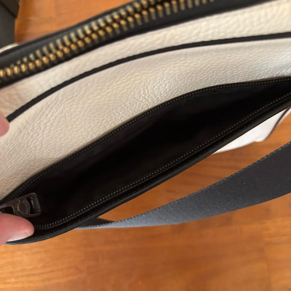 Coach Charles Leather Camera Messenger Bag - F26077 - White/Black - Picture 10 of 13